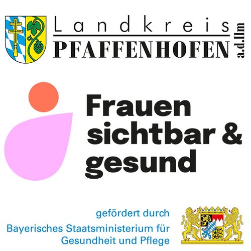Logo Frauen sichtbar u. gesund mit Logos Landkreis und Sponsor